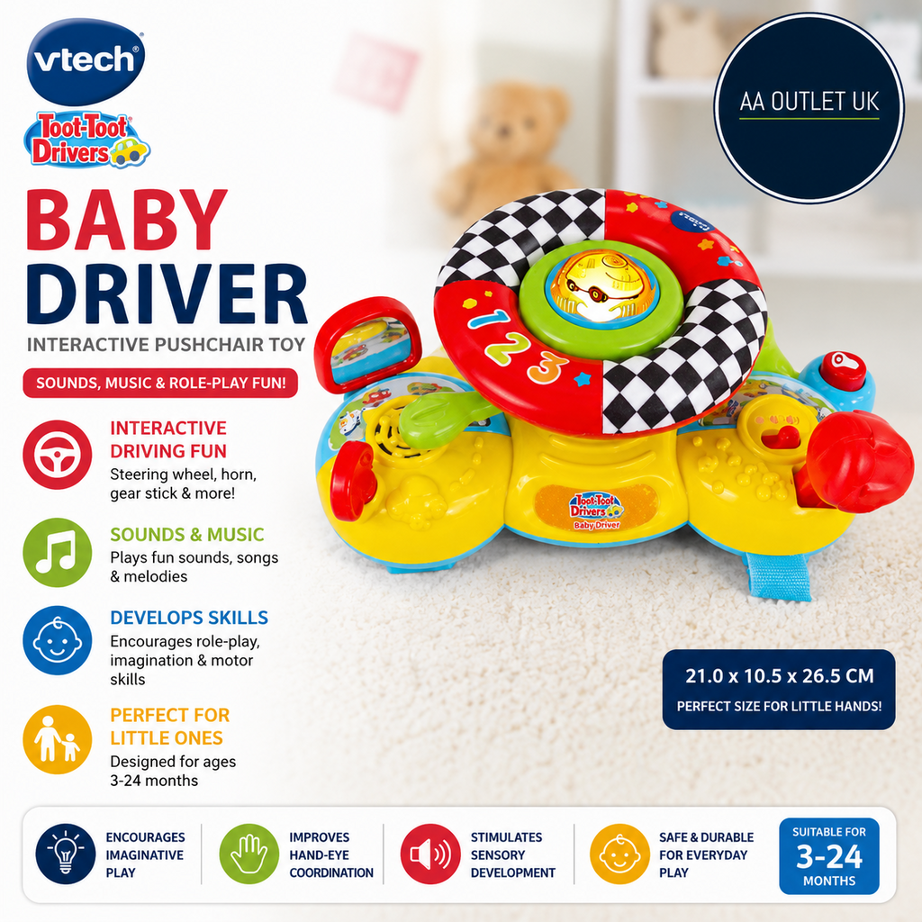 VTech 192503 Toot Toot Drivers Baby Driver Interactive Pushchair Toy Role 3m+