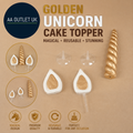 Golden Unicorn Cake Topper Kids Decorations Birthday Party Reusable Horn Ears