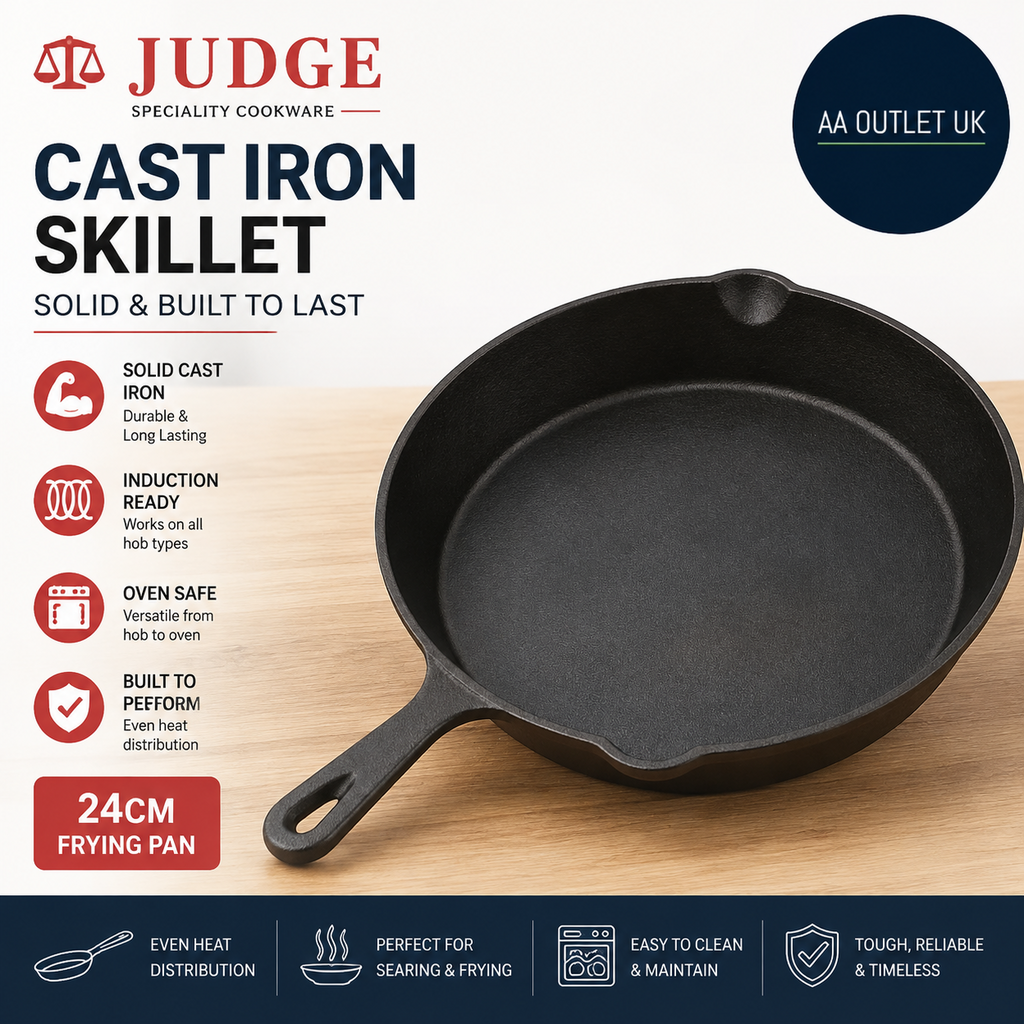 Judge Speciality Cookware Skillet Solid Cast Iron Frying Pan 24cm Induction Oven