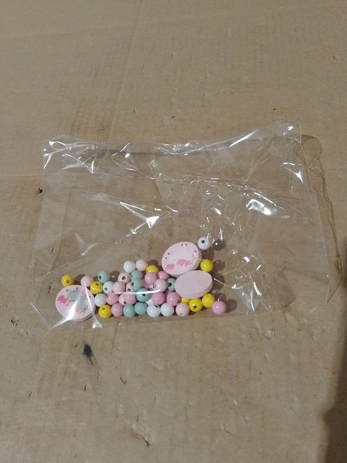Pastel Wooden Flamingo Bead Jewellery For Bracelet Necklace Craft Beads Kids New