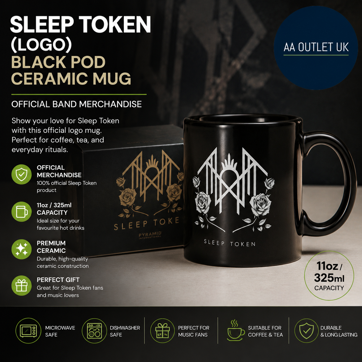 Pyramid International Sleep Token Black Pod Ceramic Mug 11oz 325ml Coffee Cup