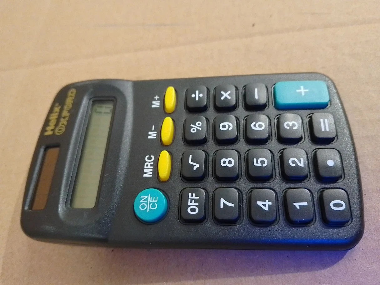 Helix Oxford Basic Calculator Key Stage 1 2 Maths 8 Digit Display Black New