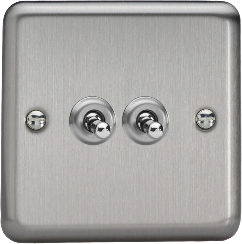 Varilight Double Toggle Light Switch 2 Way Value Matt Chrome XST2 New