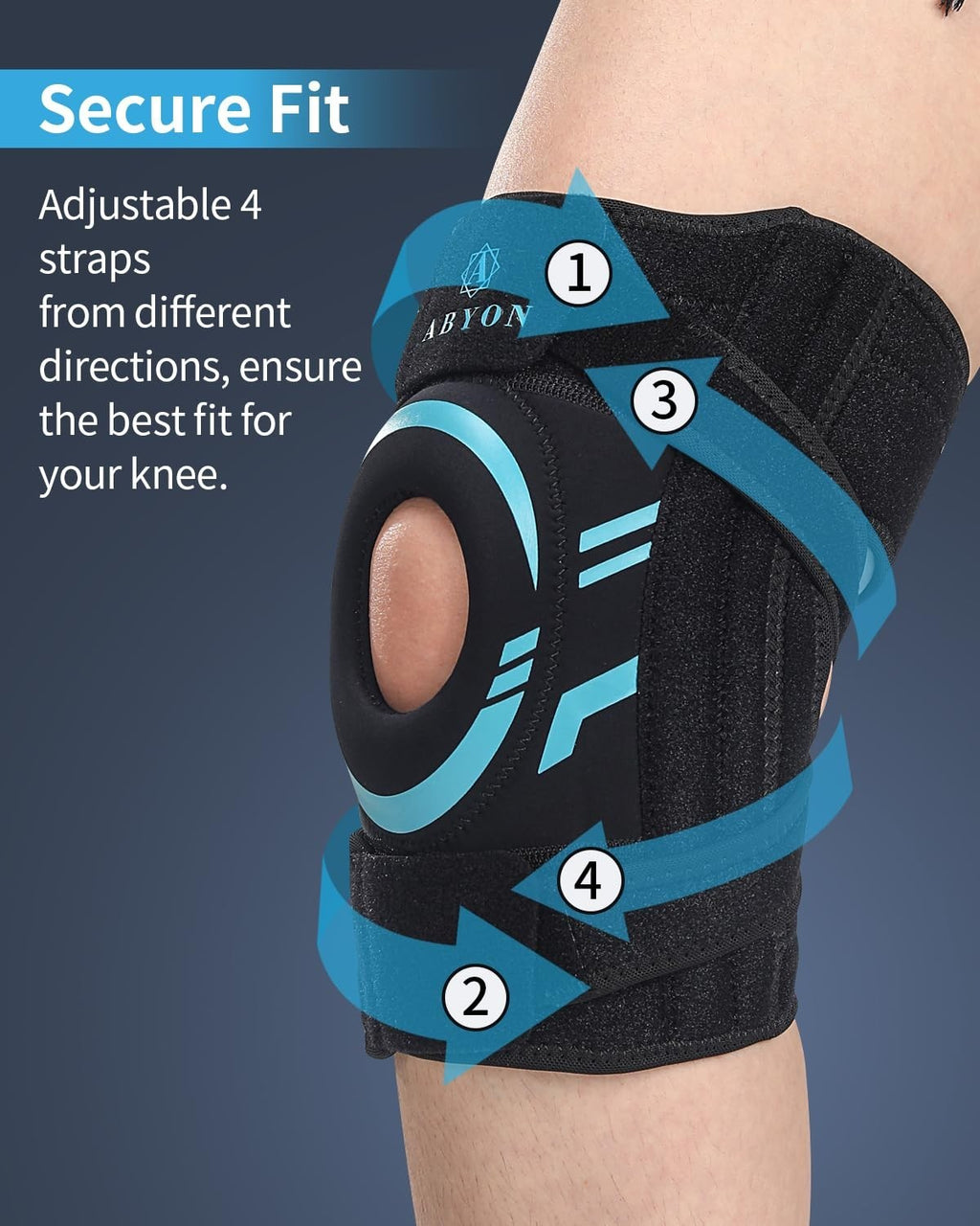 Abyon Knee Support Unisex Meniscus Tear Arthritis ACL MCL Adjustable Medium New