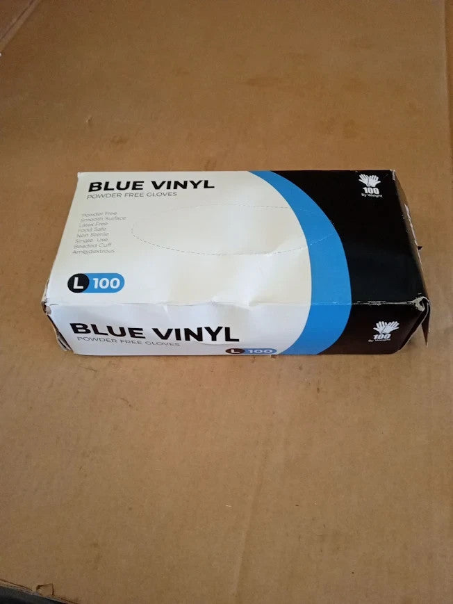 Eatasty Disposable Gloves Blue Vinyl Powder Latex Free Large Pack 100 New
