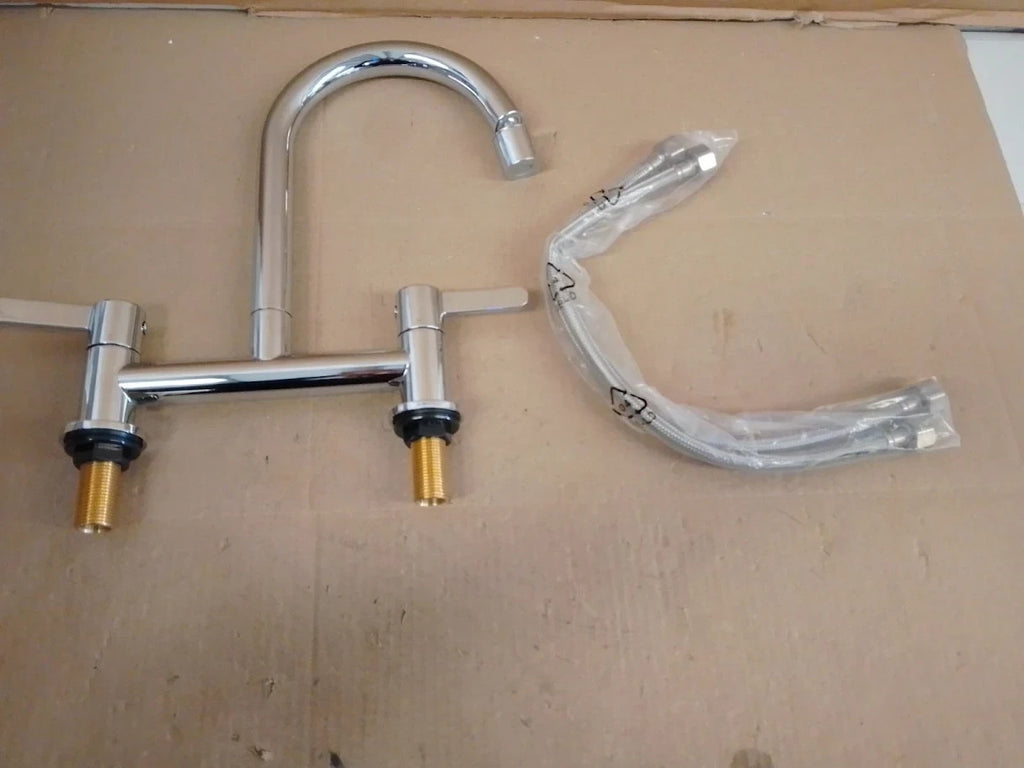 Peppermint Kitchen Mixer Taps 2 Hole 2 Function Aerator 180mm Dual Lever New
