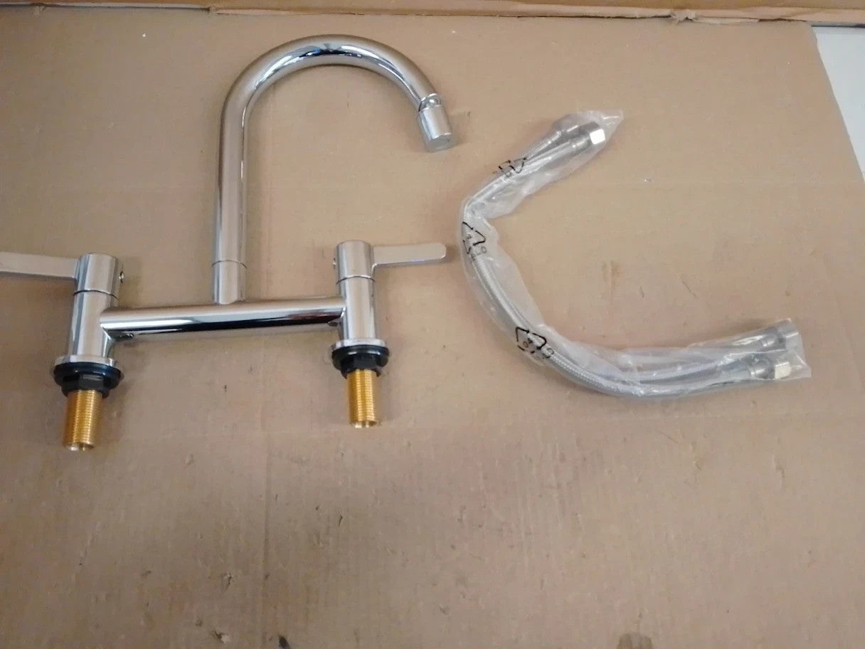 Peppermint Kitchen Mixer Taps 2 Hole 2 Function Aerator 180mm Dual Lever New