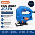 SORAKO 600W Corded Jigsaw Wood Metal 6 Speed 3 Orbital 45° Bevel Cut Design