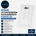 Vogue Polycarbonate Plastic 1/4 Gastronorm Lid Clear Cover Containers U247 Clear
