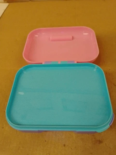 Zoku Neat Bento Jr Kids Bento Box Two Compartment Leak Proof Pink 7.4x2.8x7.4in