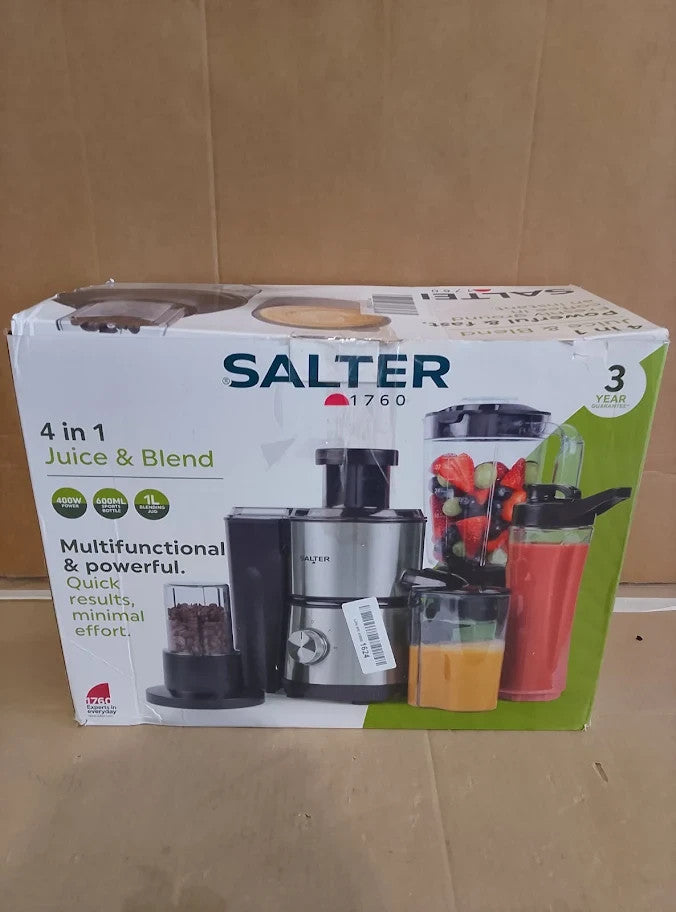 Salter 4 In 1 Juicer Blender Fruit Juicer & Smoothie Maker 1L Jug 400w New