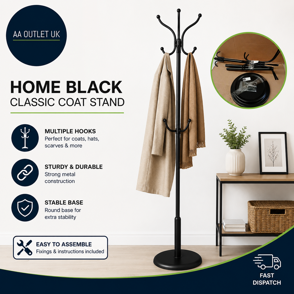 Home Black Classic Coat Stand