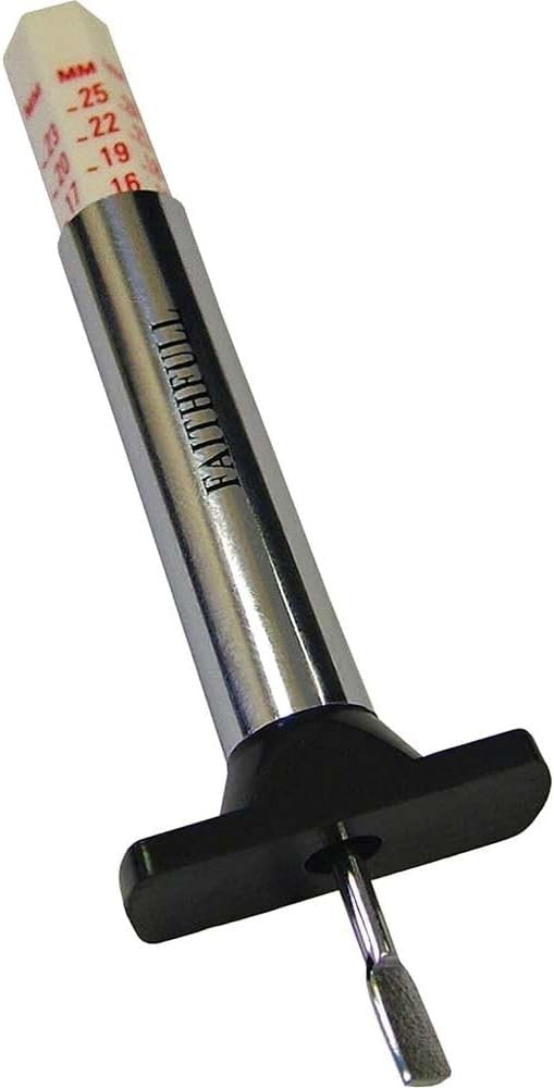 Faithfull Manual Tyre Tread Depth Gauge 1-24mm Steel Body Multicolour New