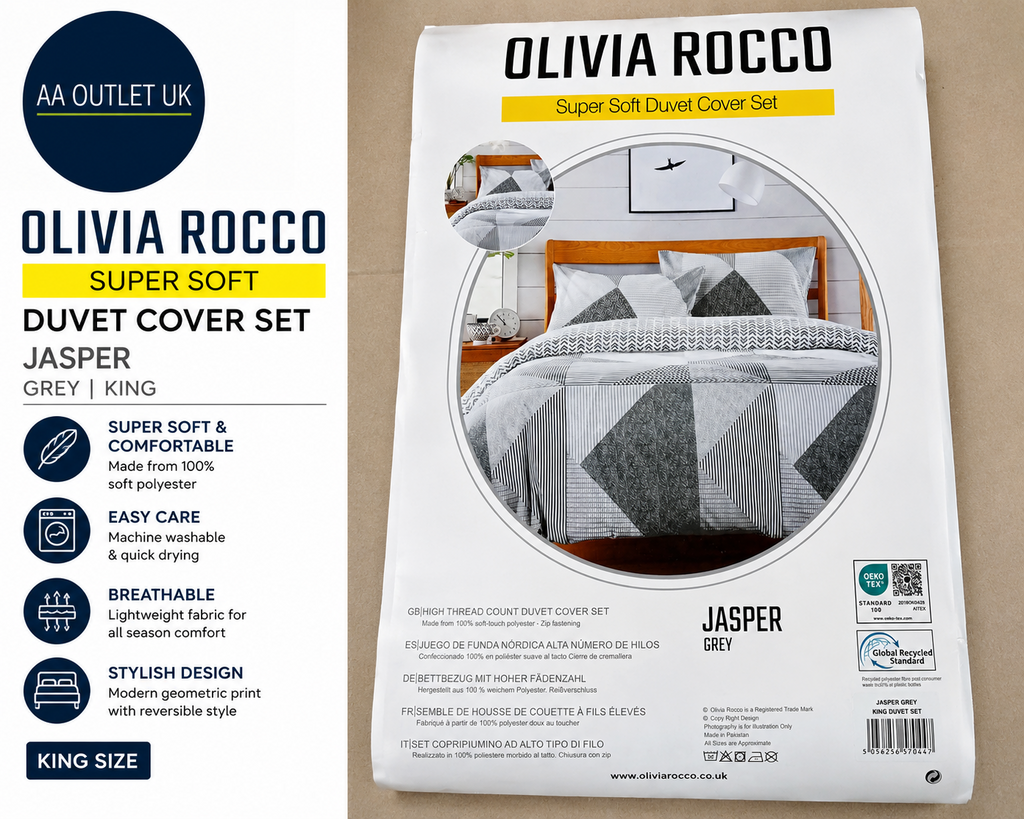Olivia Rocco Easy Care Printed Duvet Cover Set 100% Polyester Breathable New