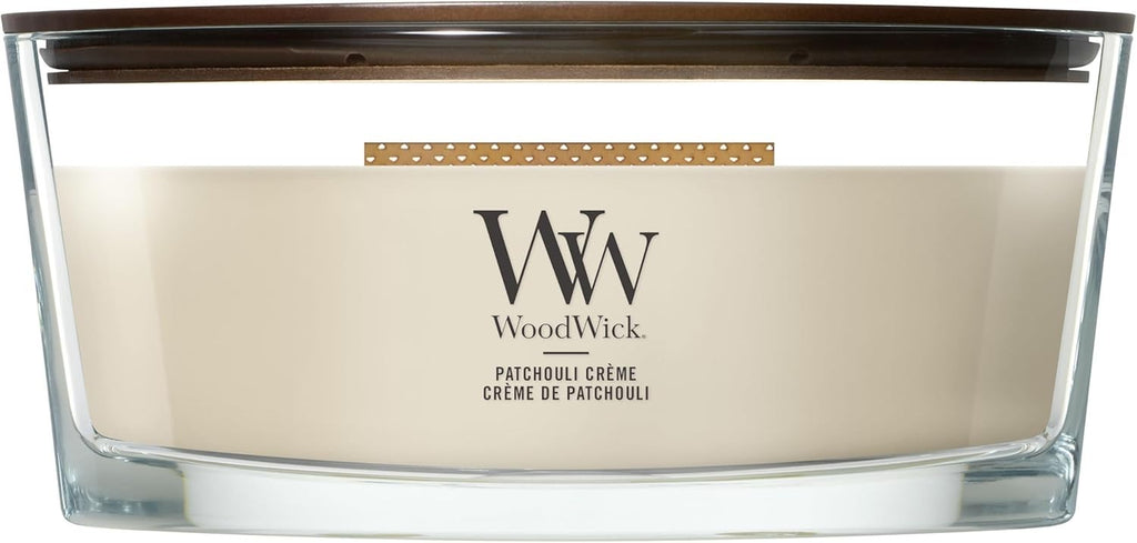 WoodWick Scented Crackling Wick Patchouli Creme Ellipse Candle 0.4x0.22in New