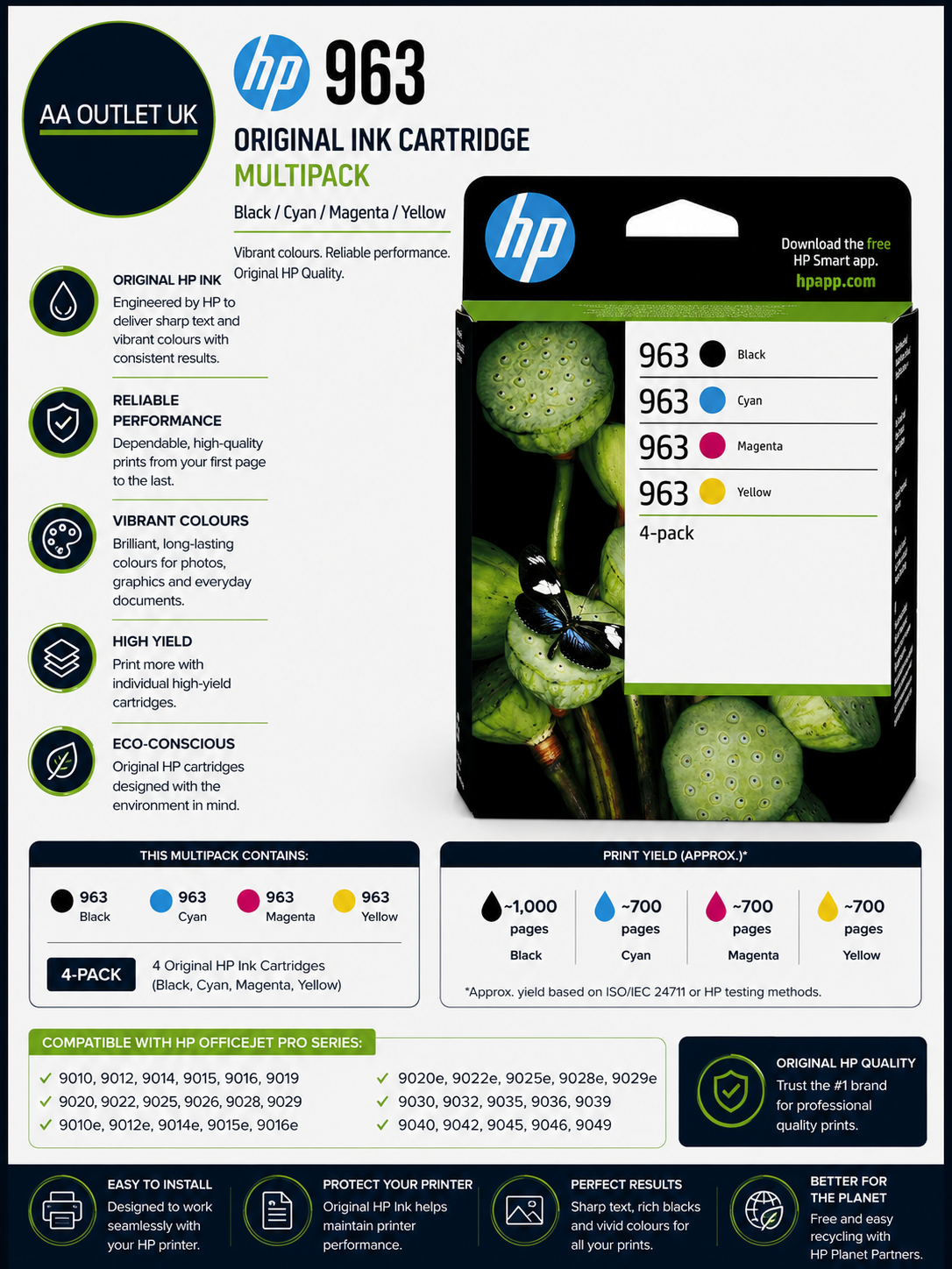 HP 6ZC70AE 963 Original Ink Cartridge Black Cyan Magenta Yellow Multipack