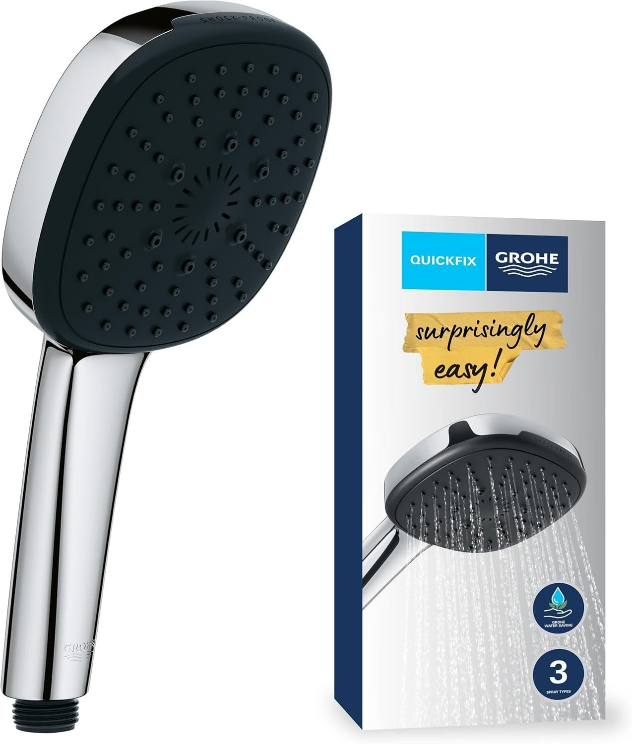 Grohe Vitalio Comfort 110 Hand Shower Square 11cm Shower Head 3 Sprays New