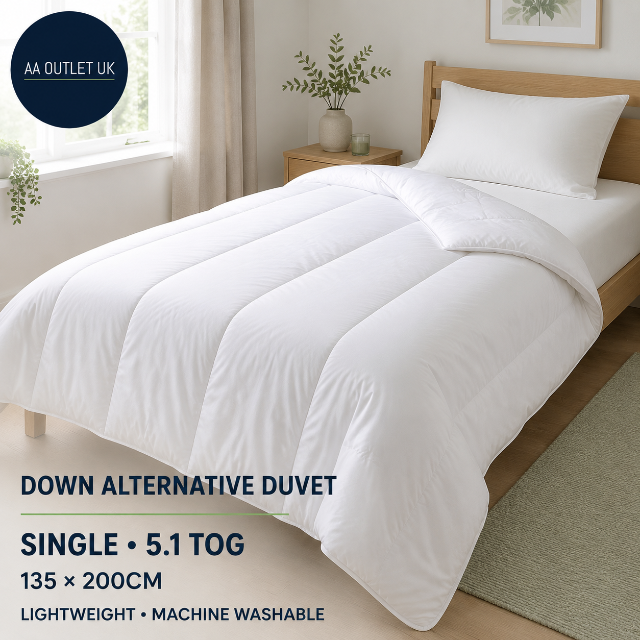 Amazon Basics Down Alternative Single Duvet Spring Summer 5.1 Tog Hypoallergenic