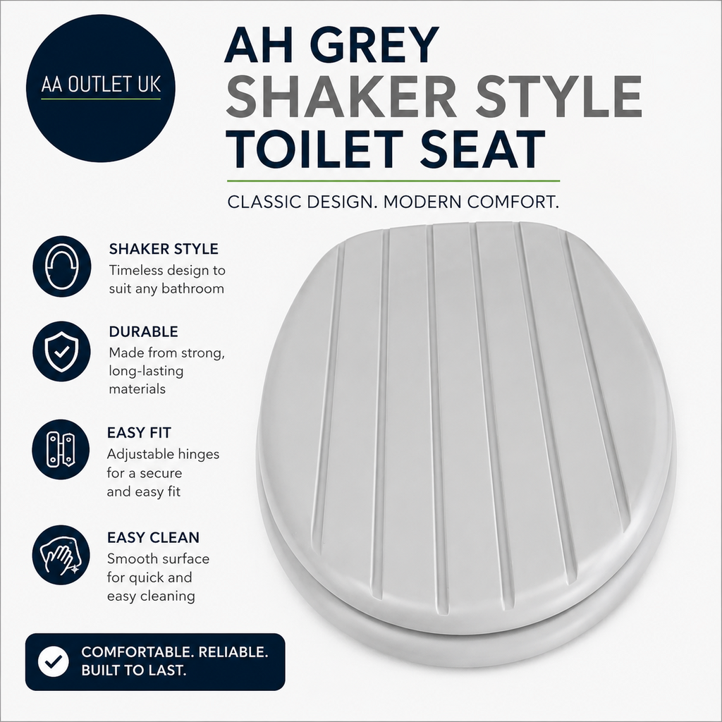 Argos Home Tongue And Shaker Style Toilet Seat Adjustable Hinges Grey