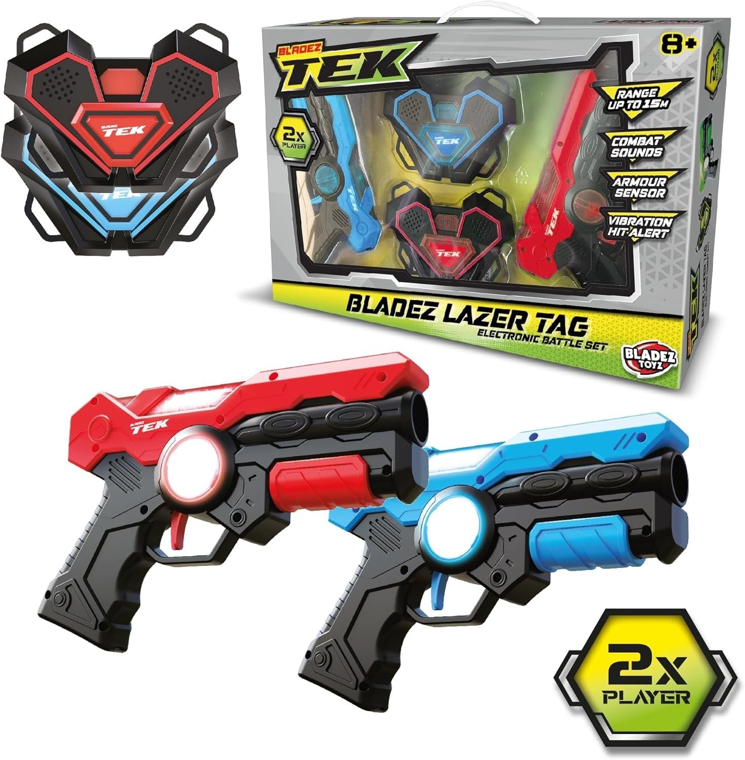 Bladez Toyz Laser Tag Game Kids 15m Range Sensor Armour 2 Player 8+ New