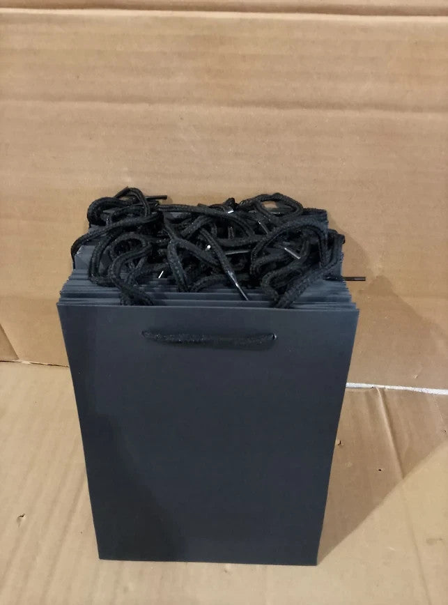 ASelected 20Pcs Black Gift Bag Paper Gift Handles Reusable 15x7x20xm