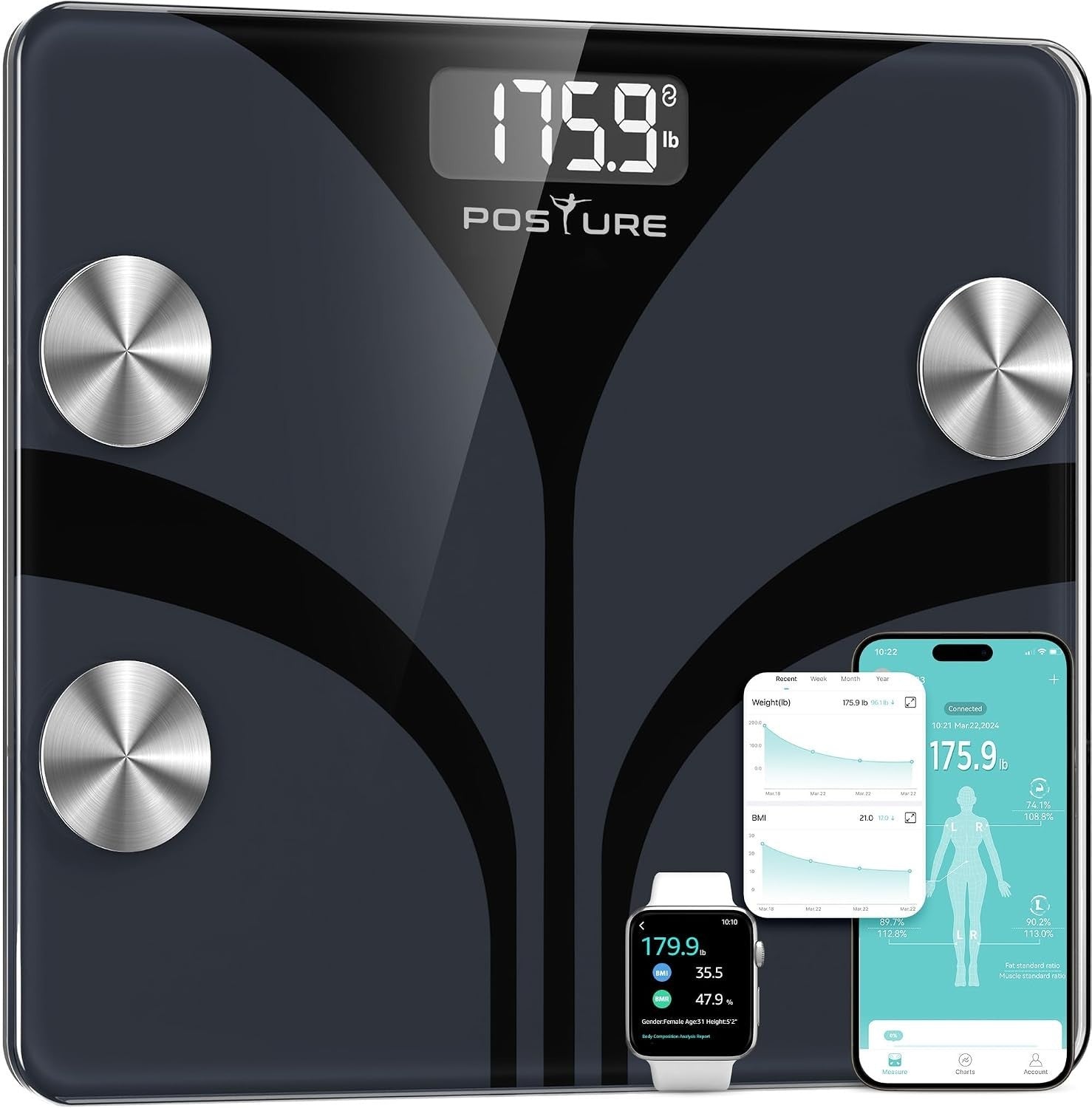 Bluetooth Body Weight Fat Scale Digital Bathroom 400lb 13 Body Composition New