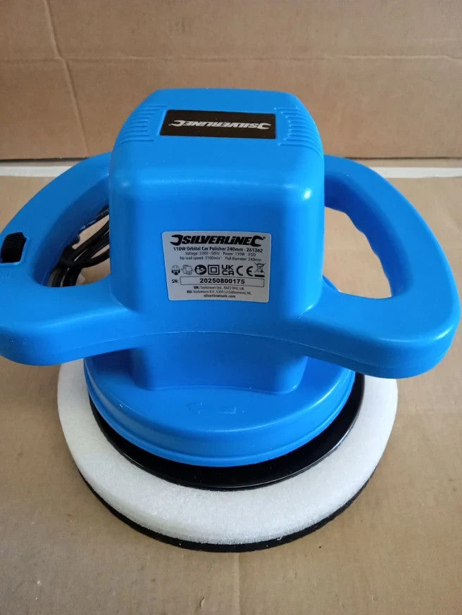 Silverline 110W Orbital Car Polisher Machine Buffing Pads Bonnets Detailing