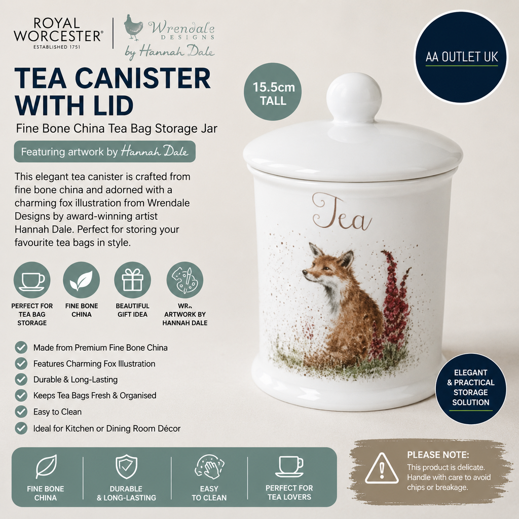 Royal Worcester Wrendale Designs Tea Canister Lid Fine Bone China Bag White