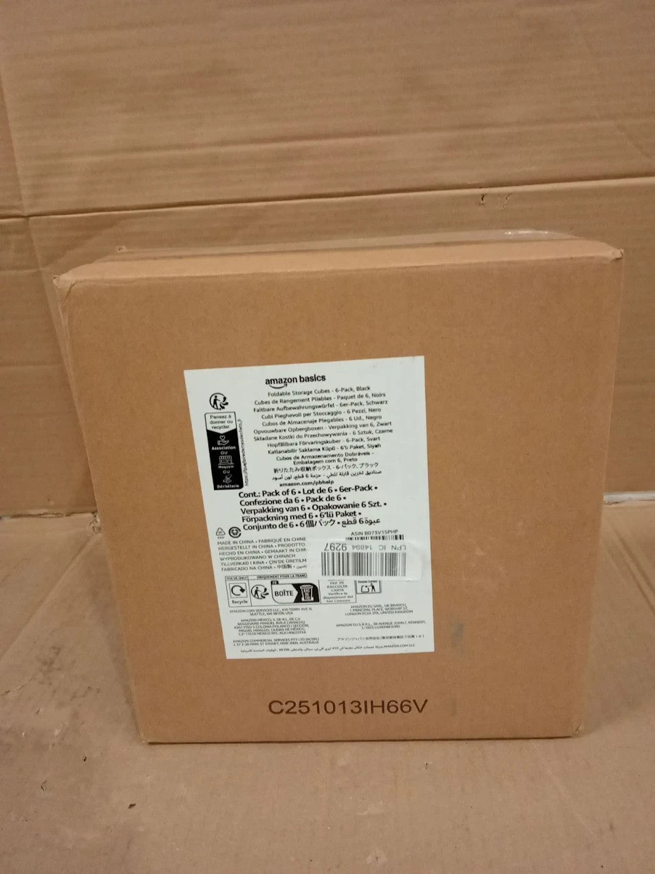 Amazon Basics Collapsible Fabric Storage 26.6x26.6x27.9cm 6 Pieces Black New