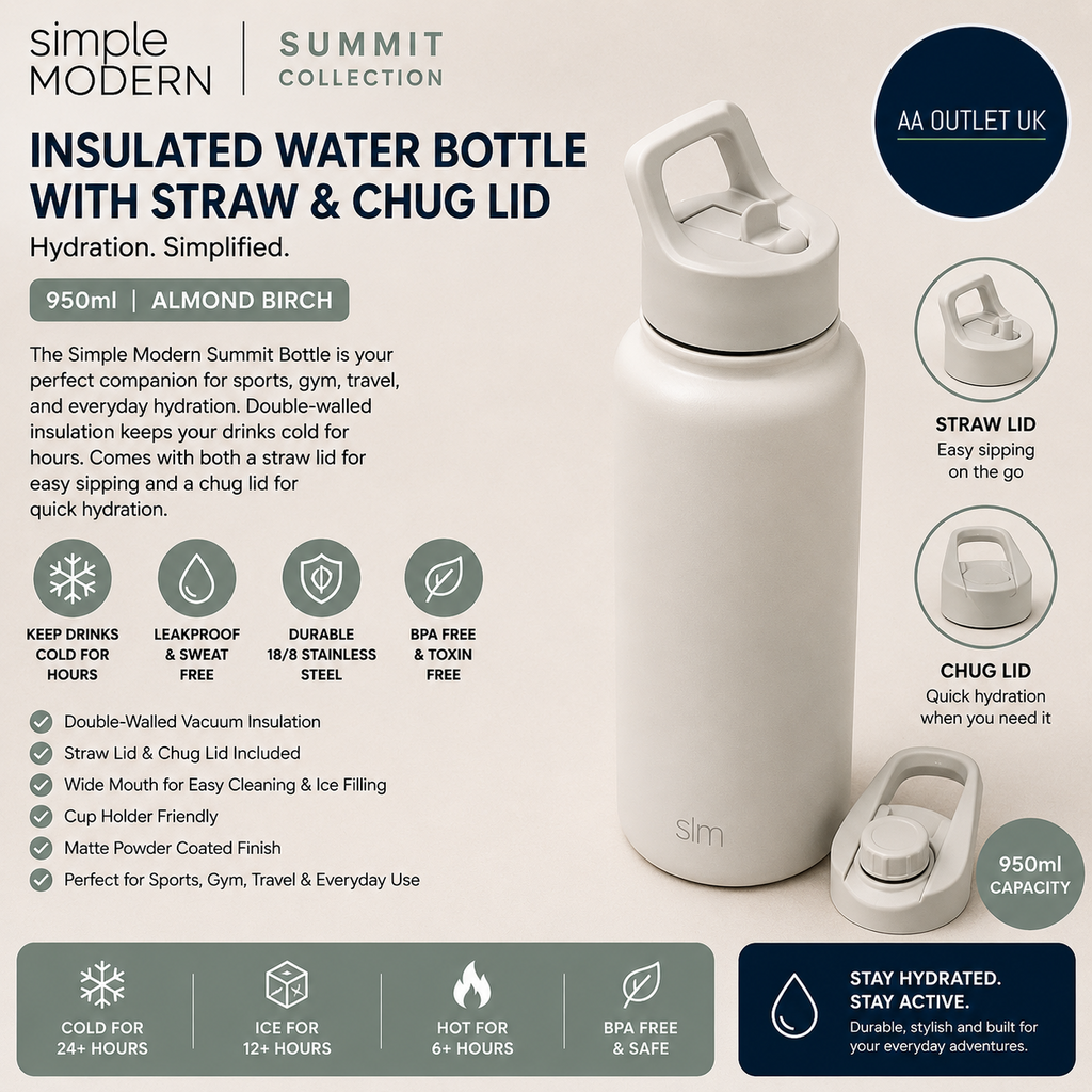 Simple Modern Water Bottle Straw Chug Lid Insulated Stainless Steel Sports