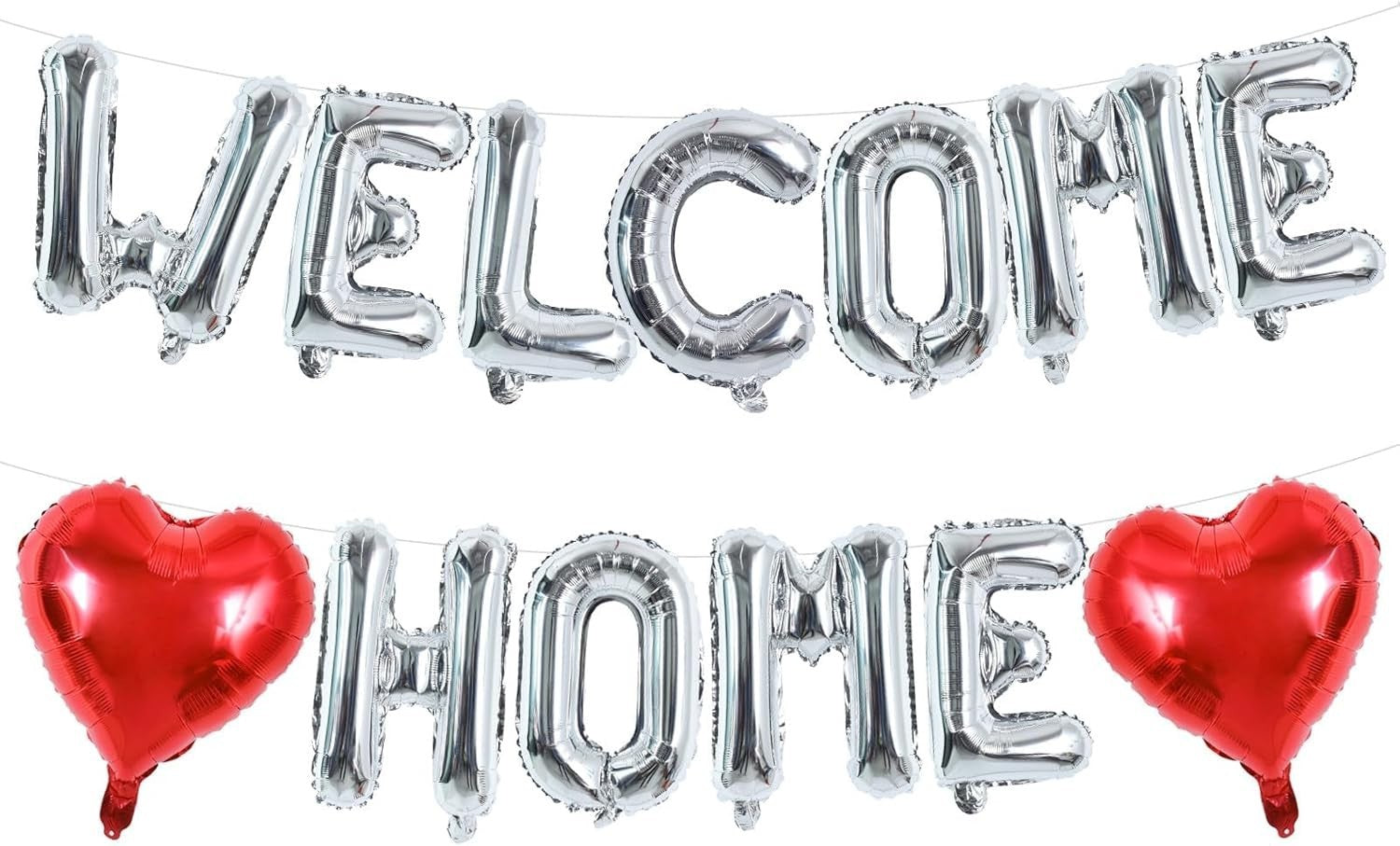 Deco Glee Welcome Home Balloons 16In Silver Foil Banner Party Decoration New