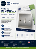 BG Electrical Single Intermediate Wall Light Switch Raised Slim Profile Round