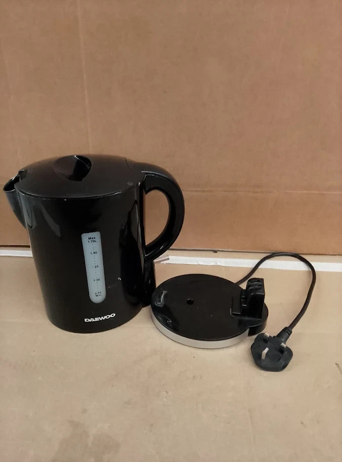 Daewoo 1.7L Electric Kettle Fast Boil Lightweight Plastic 2200w Power Black Jug