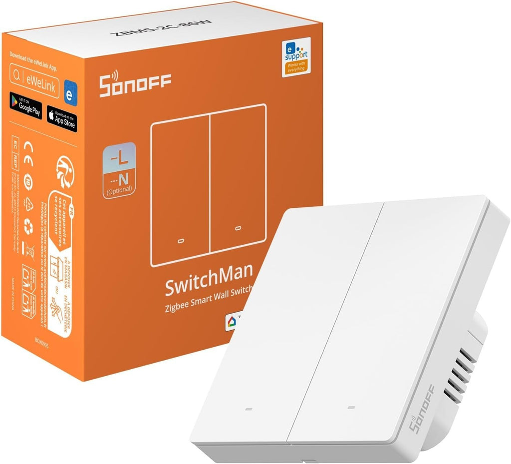 Sonoff Zigbee Smart Light Switch ZBM5 86 Type 2 Gang 8.7x8.7x4cm New