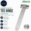 Alberts 326142 Tee Hinge Riveted Pin Stainless Steel Strip 292x34mm