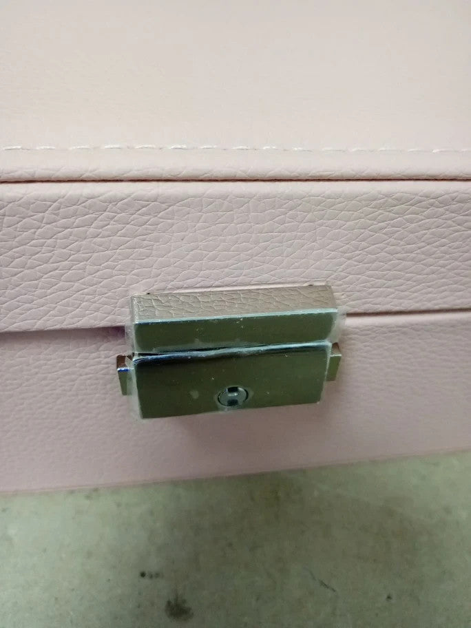 TEIVUL Jewellery Box 2Layer PU Leather Organiser Accessories 2Keys Pink