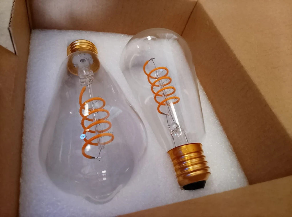 Terafeels 2Pack E27 Vintage LED Light Bulbs ST64 4W Spiral Filament Warm New
