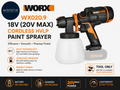 Worx WX020.9 18V 20V MAX Cordless HVLP Paint Sprayer Tool Only Black