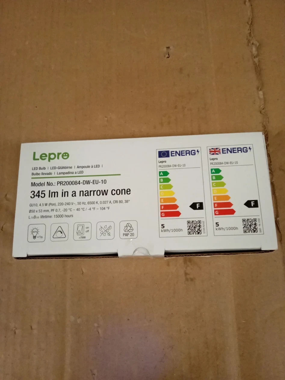 Lepro GU10 LED Bulbs Dimmable Cool White 6500K 4.5W =50W 345lm 10 Pack 38° New