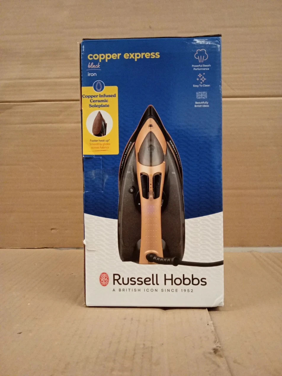 Russell Hobbs Steam Iron Copper Express Infused Soleplate 150g Shot 40g 23975