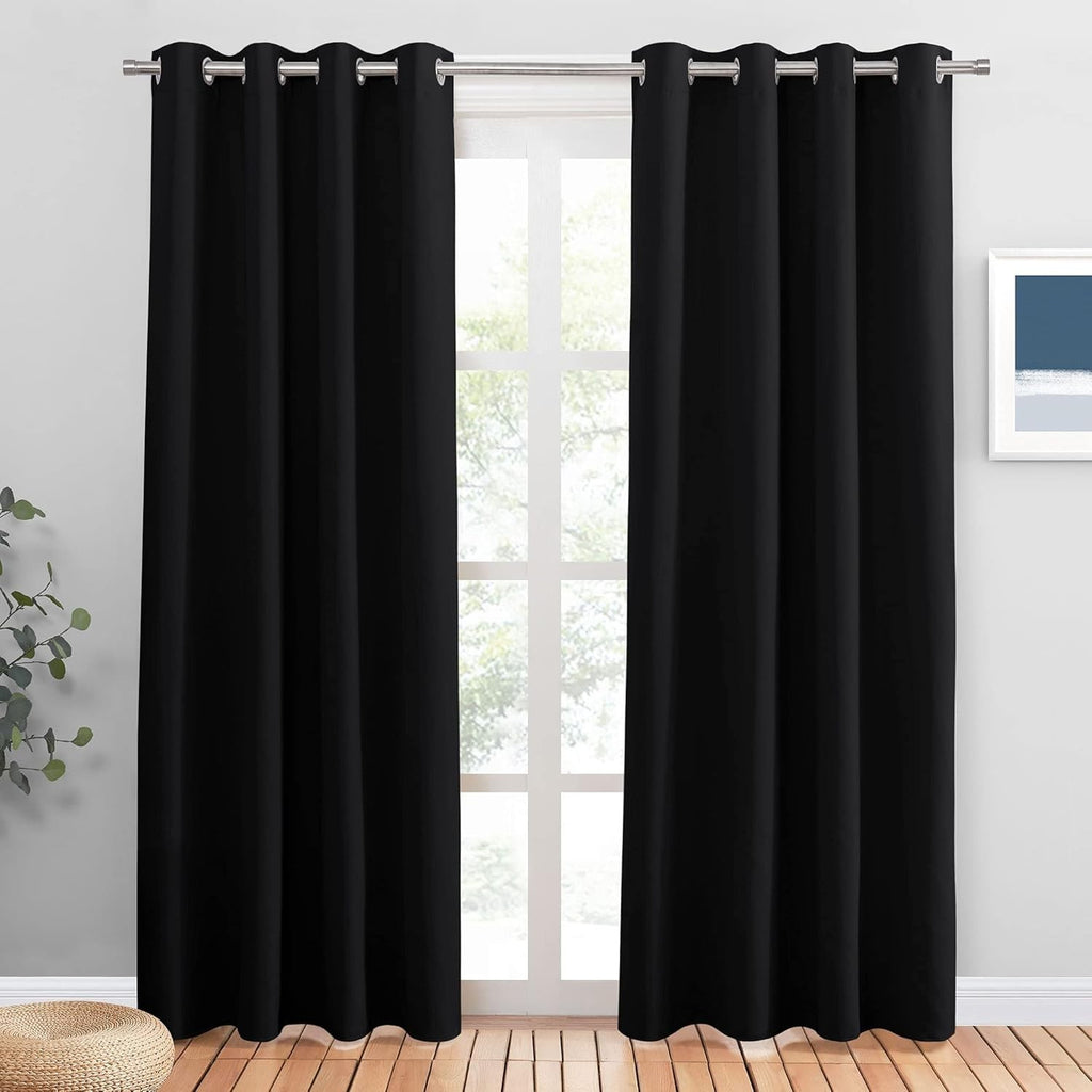 Pony Dance Black Blackout Curtains 2pcs Extra Long 46x90in Drop Living Room New