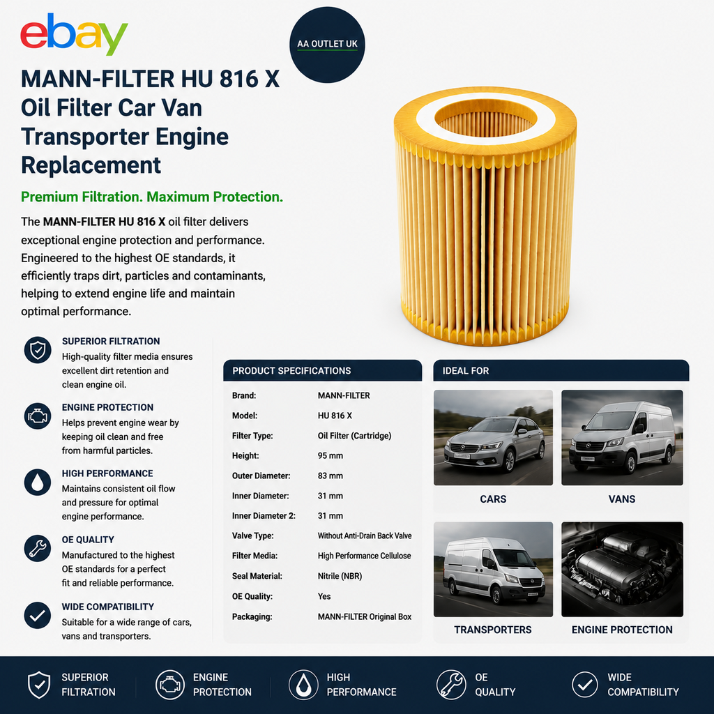 MANN FILTER HU 816 X Oil Filter Car Van Transporter Engine Replacement Durable