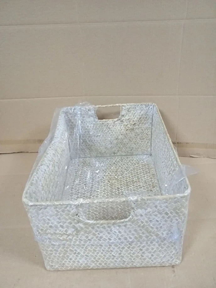 IGNPION Seagrass Multipurpose Storage Basket Large Whitewash Woven Organiser Box