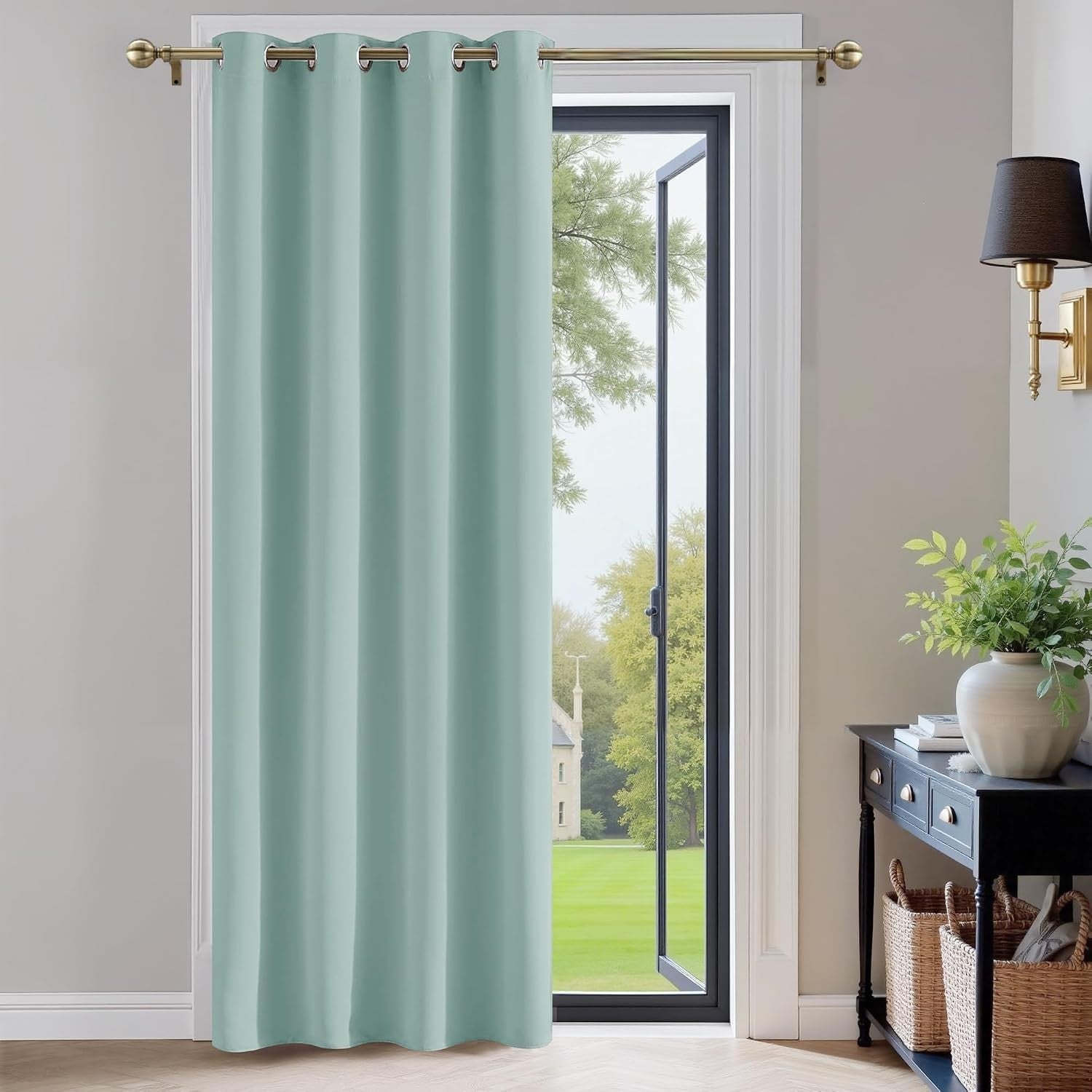 Pony Dance Eyelet Light Green Curtains Thermal Insulated Bedroom Curtain New