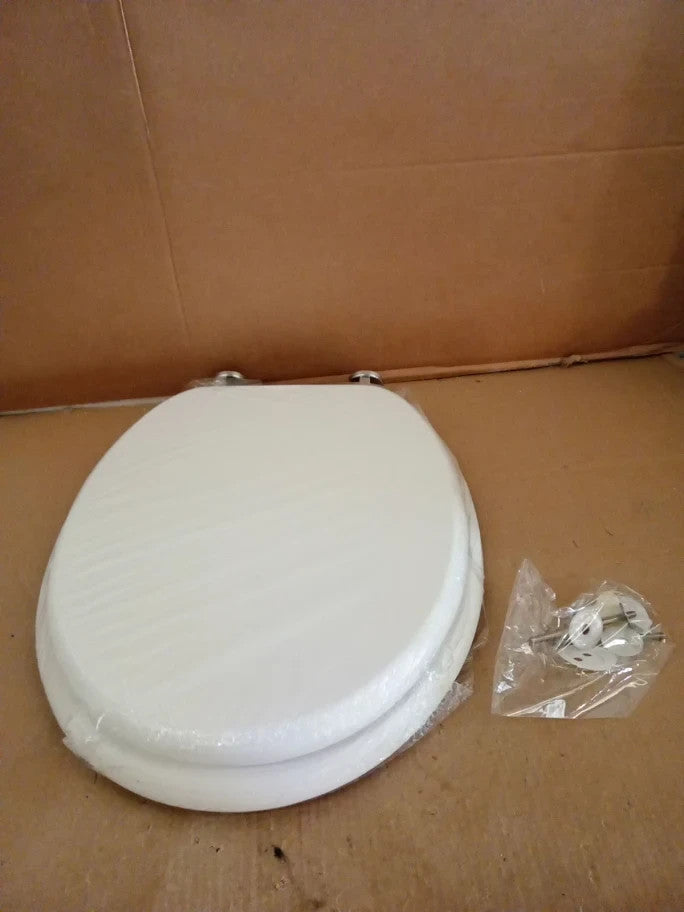 Argos Home Slow Close Wooden Toilet Seat Adjustable Hinges Solid Wood White New
