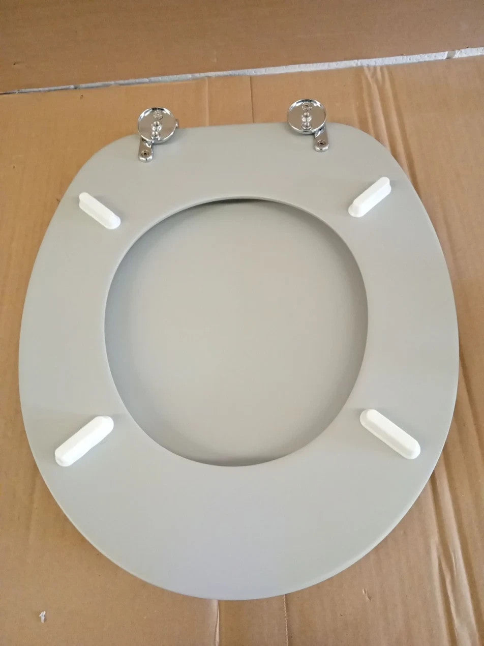 Home Tongue And Groove Style Toilet Seat Adjustable Hinges Grey