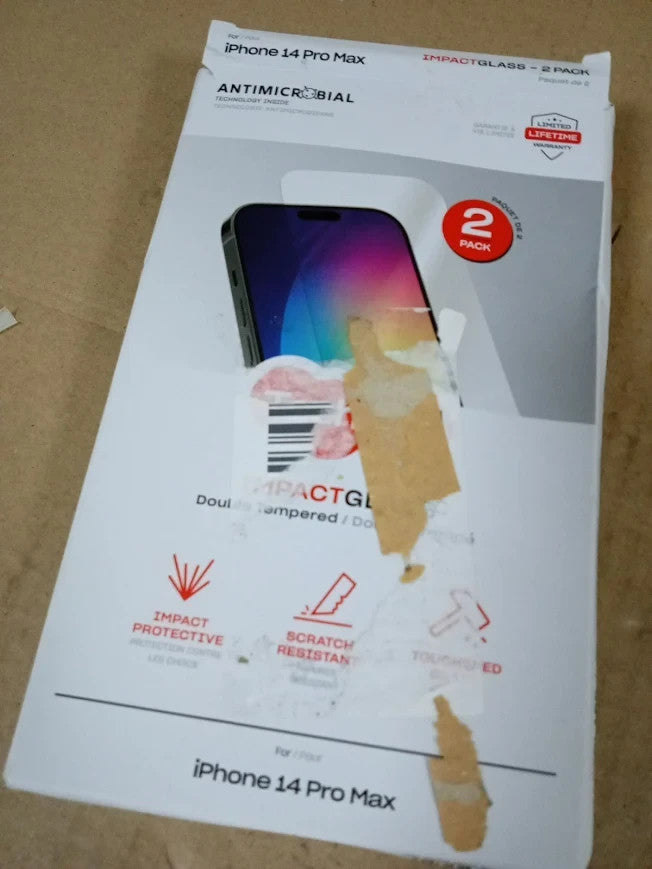 Tech21 Impact Tempered Glass Screen Protector iPhone 14 Pro Max Pack Of 2 New