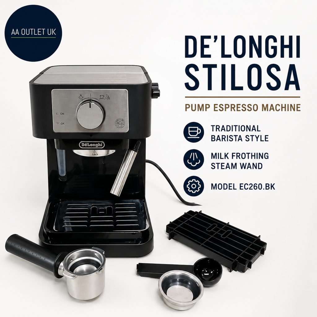 De Longhi Stilosa EC260BK Traditional Barista Pump Espresso Coffee Machine 1L