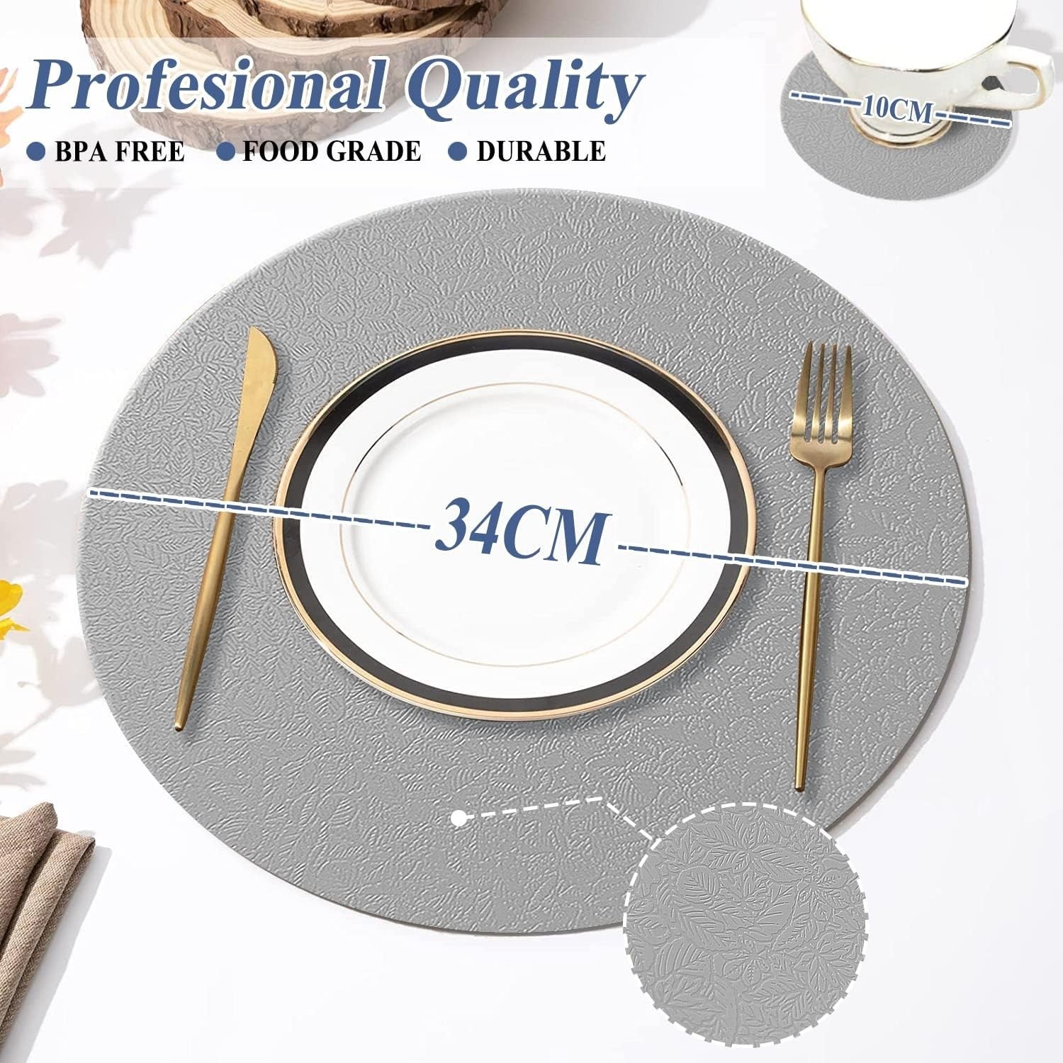Yunjuer Round Silicone Placemats Coasters Set HeatbResistant 450 °F Non Slip