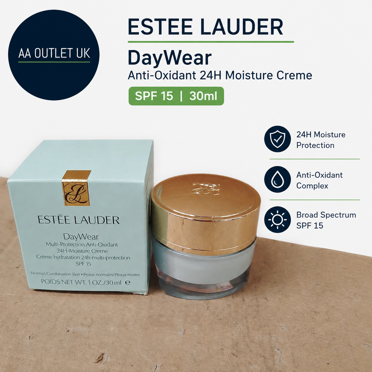 Estee Lauder DayWear Anti Oxidant 24H Moisture Creme SPF15 30ml Boxed New